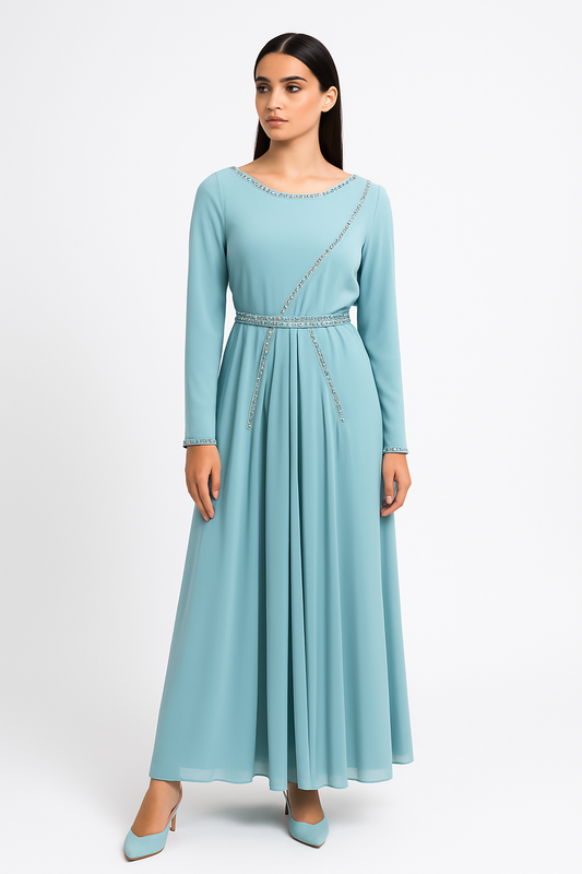 فستان سهرة مطرّز أنيق