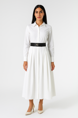 فستان قميص طويل مع حزام