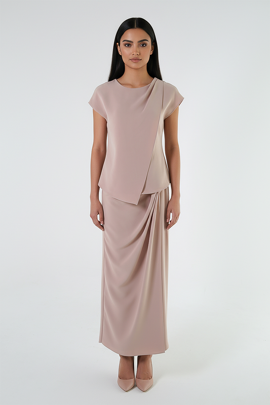 Draped Knot Midi Skirt