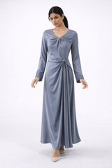 Twist-Front V-Neck Maxi Dress