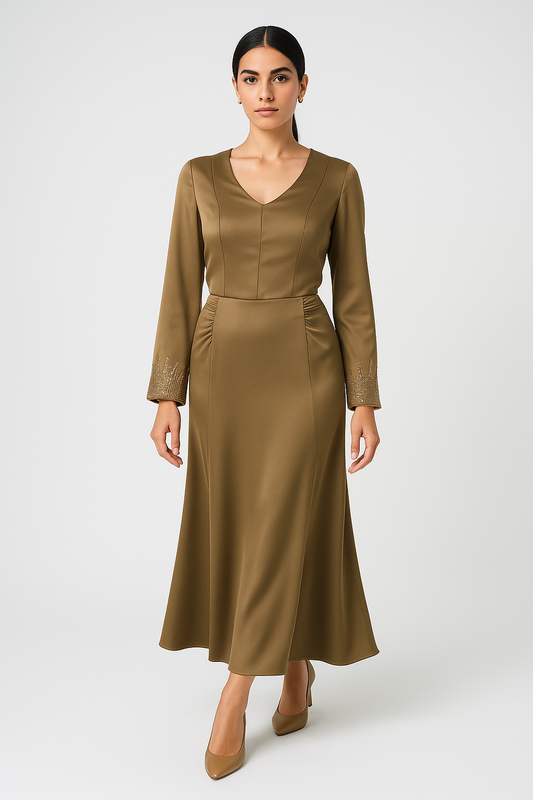 Elegant A-Line Midi Skirt with Inverted Pleats