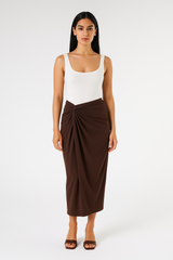 Asymmetric Draped Midi Skirt
