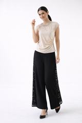 Embellished Drape-Neck Evening Top