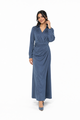 Embellished Collar Draped Maxi Dress