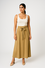 Semi-Wrap Embellished Waist-Tie Maxi Skirt