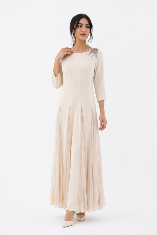 Noor Al Layali Embellished Pleated Maxi Dress