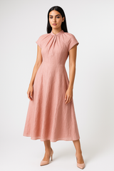 Gathered Neck Midi Dress