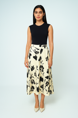 Floral Print A-Line Midi Skirt