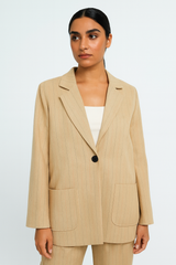 Pinstripe Single-Breasted Blazer
