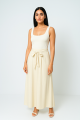 Semi-Wrap Embellished Waist-Tie Maxi Skirt