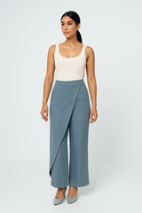 Wrap Detail Wide-Leg Pants