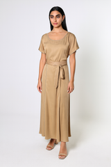 Semi-Wrap Embellished Waist-Tie Maxi Skirt