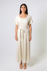 Semi-Wrap Embellished Waist-Tie Maxi Skirt