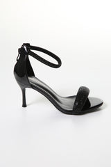 Elegant Rhinestone-Embellished Open-Toe Heels with Ankle Strap