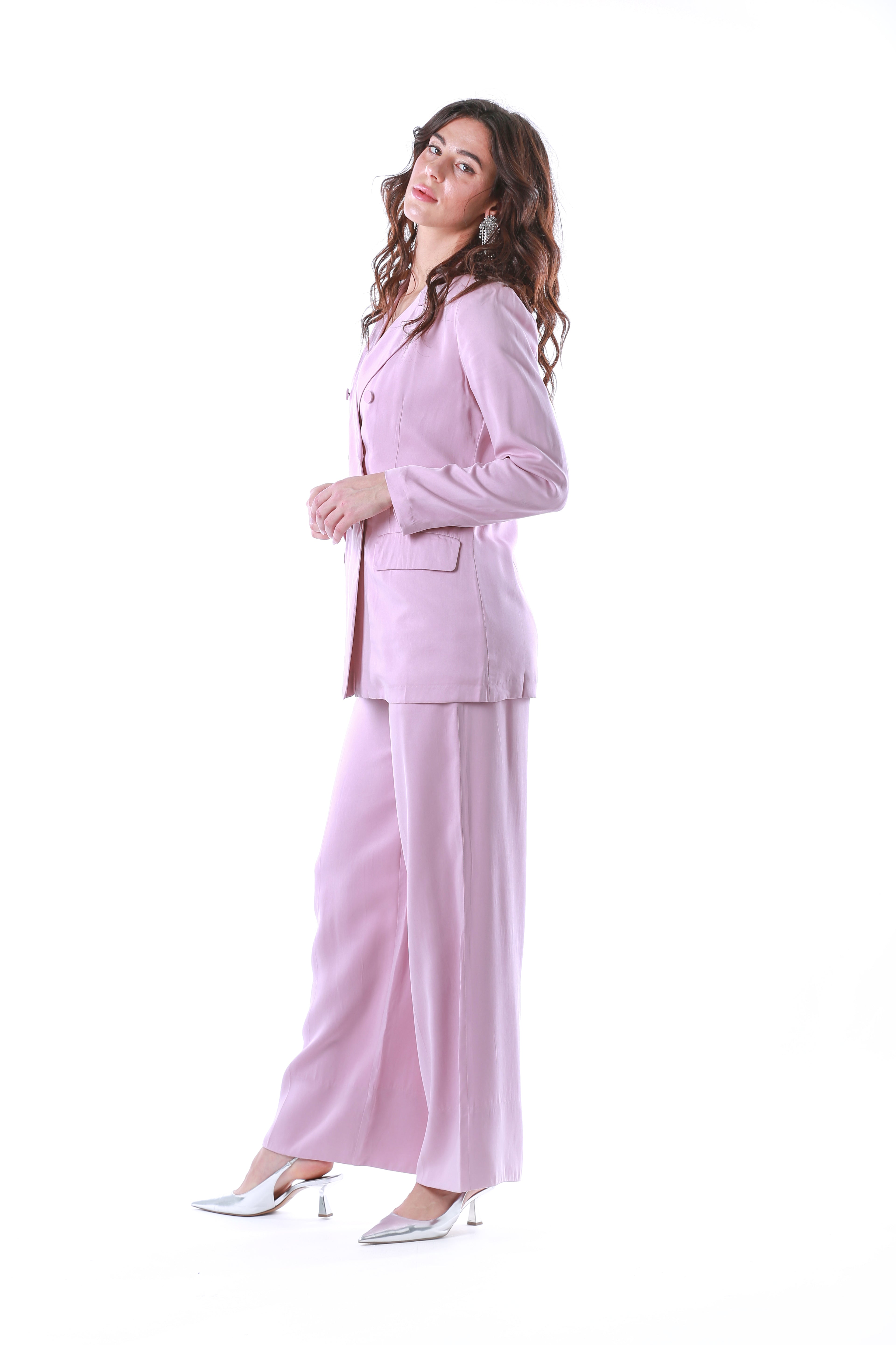 2304204-Wide Leg Pants with Pockets and Zip Closure - Montania Shop