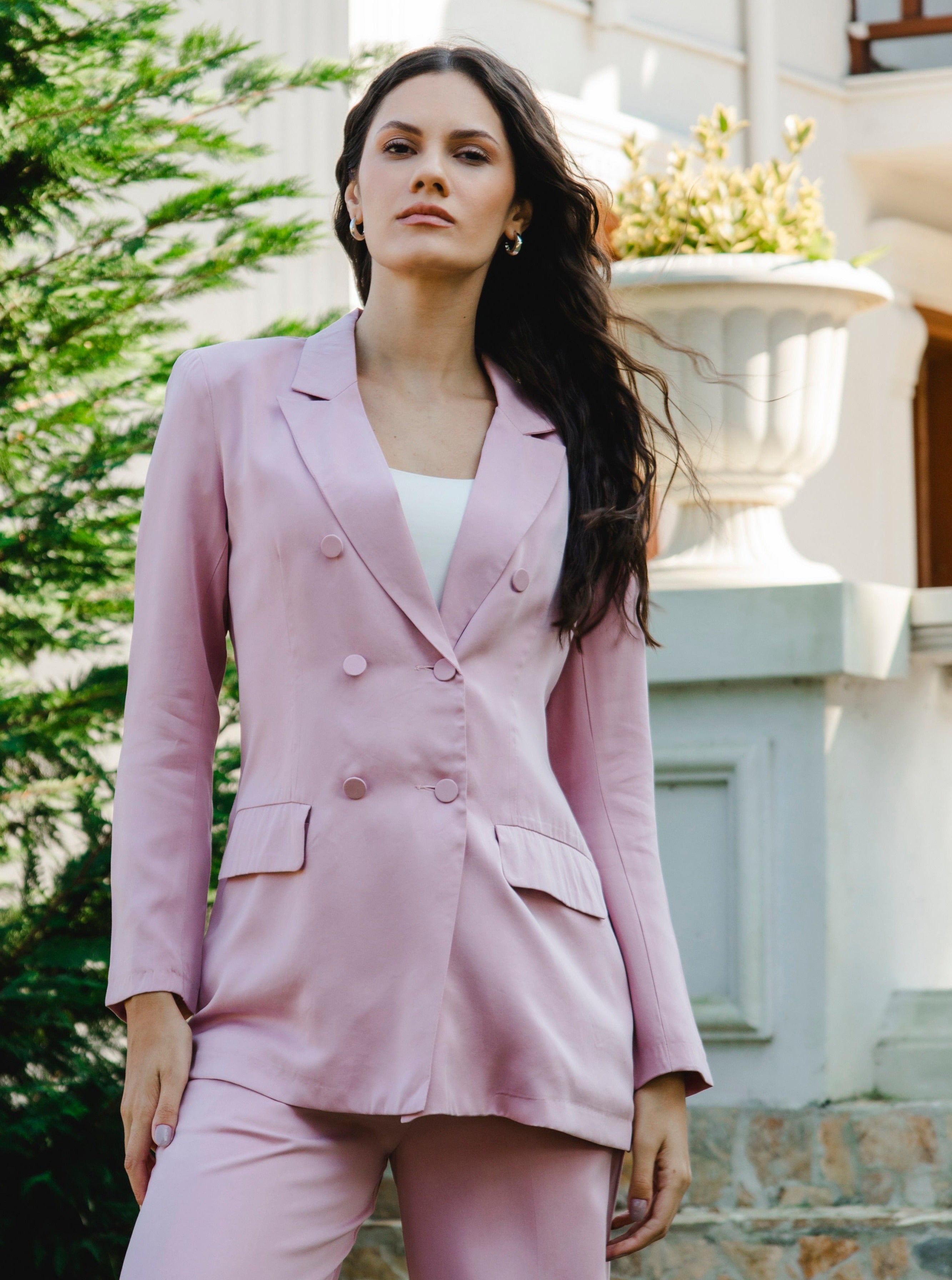 2303201-Double Breasted Casual Blazer - Montania Shop