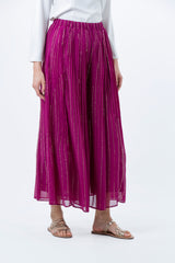 Pleated Wide-Leg Palazzo Pants with Metallic Detailing - Montania Shop