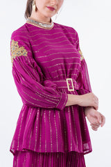 Embellished Peplum Top with Gold Detailing - Montania Shop