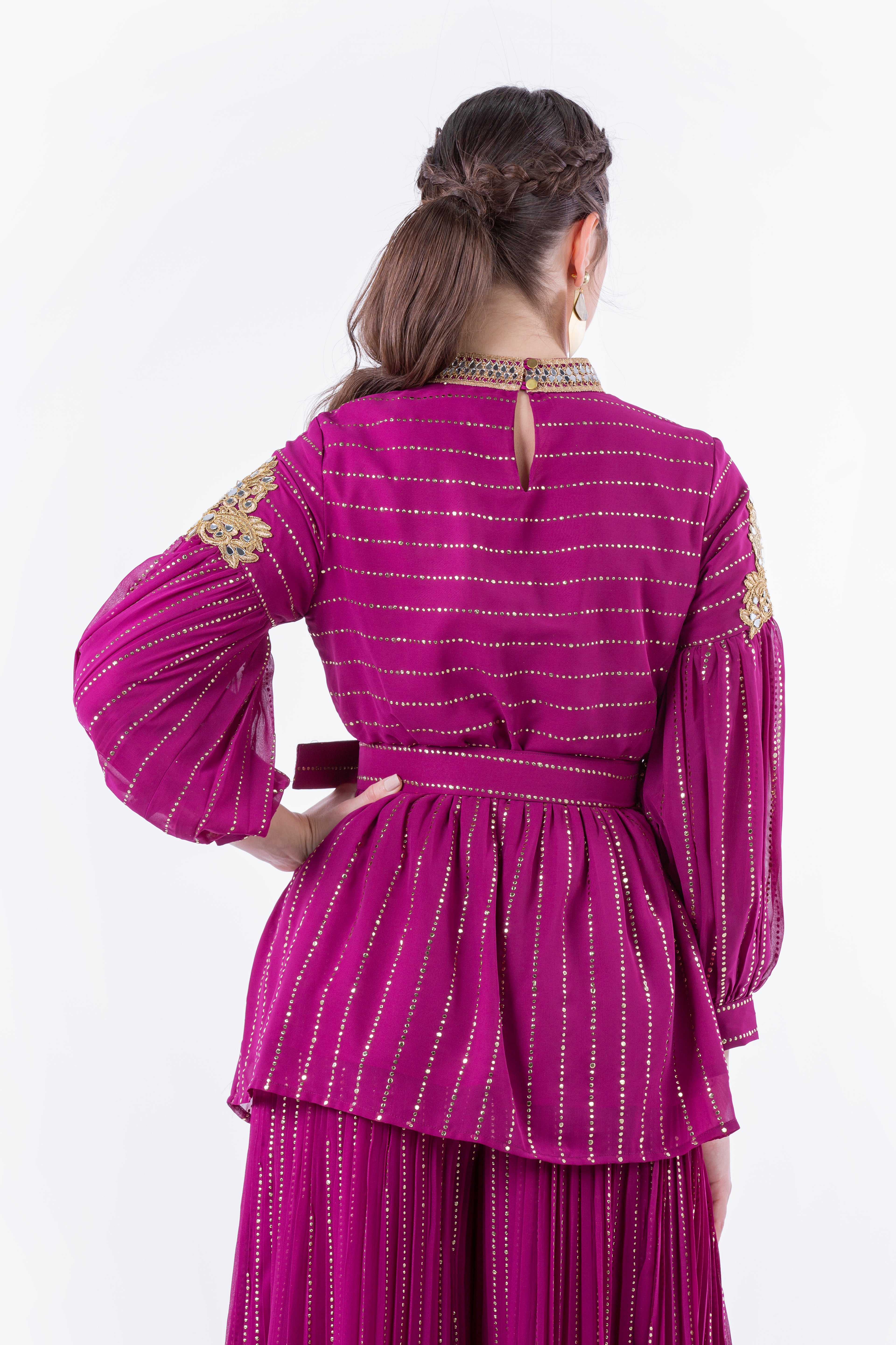 Embellished Peplum Top with Gold Detailing - Montania Shop