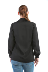 Elegant V-Neck Blouse with Soft Gathered Sleeves