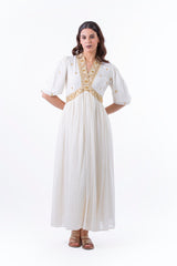Regal Embroidered Maxi Dress with Metallic Accents - Montania Shop
