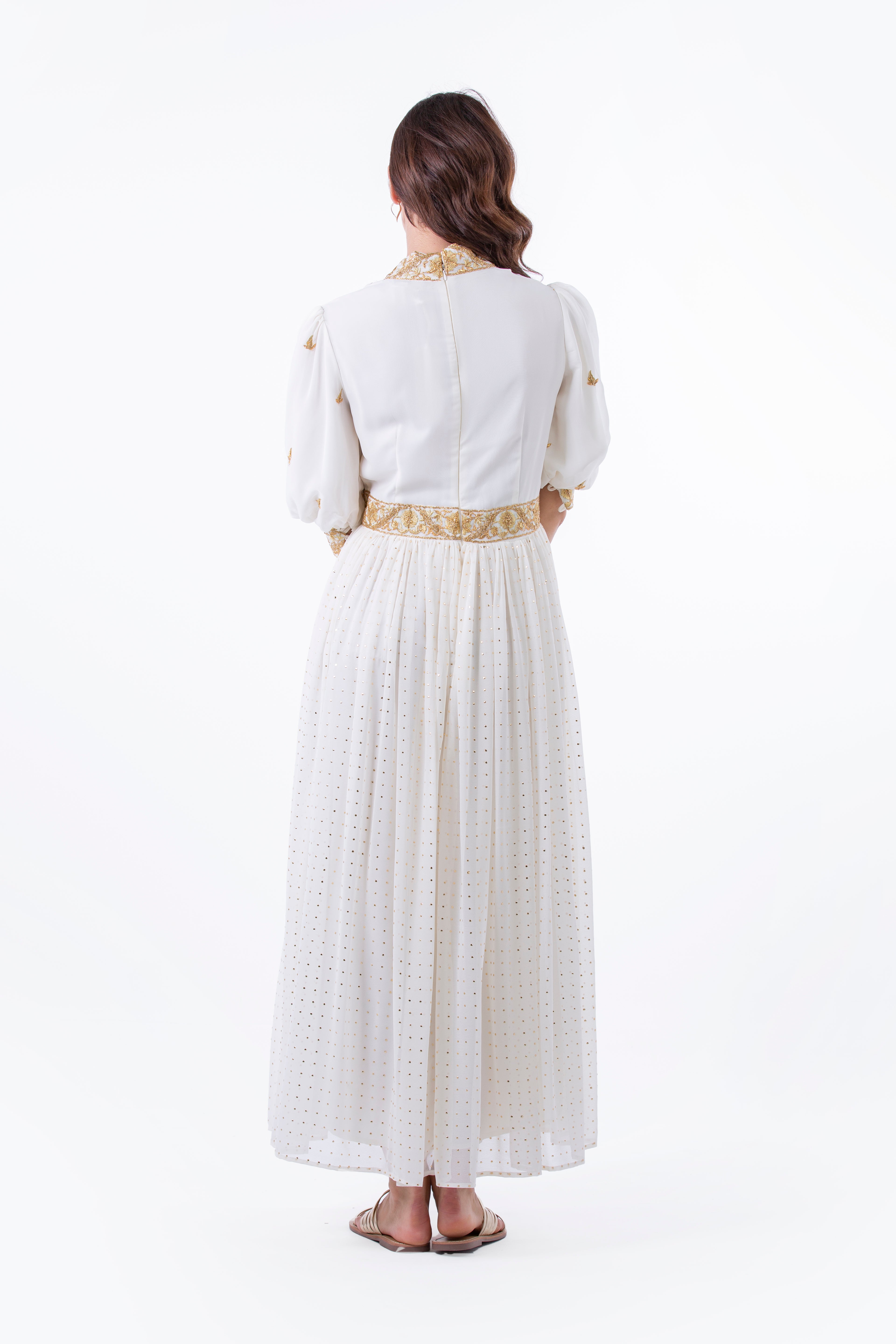 Regal Embroidered Maxi Dress with Metallic Accents - Montania Shop