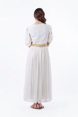 Regal Embroidered Maxi Dress with Metallic Accents - Montania Shop