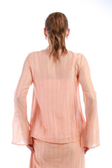 Embellished Front-Detail Flared Sleeve Shirt