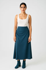 Asymmetric Gathered Maxi Skirt