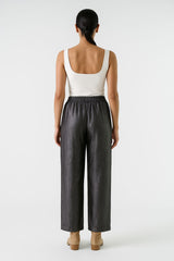 Metallic Finish Wide-Leg Pant