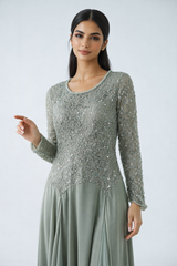 Embellished Lace Bodice Maxi Dress