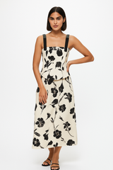 Floral Print Top with Embellished Straps