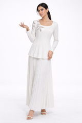 Embellished Bodice Maxi Dress with Pleated Skirt