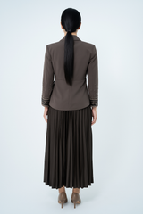 Pleated Maxi Dress with Embellished Blazer-Style Jacket