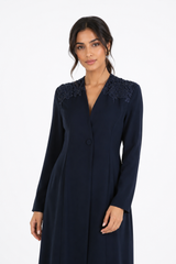 Lace Trim Tailored Coat Dress
