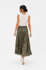Floral Textured Gathered Midi Skirt