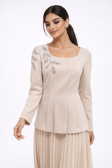 Embellished Bodice Maxi Dress with Pleated Skirt