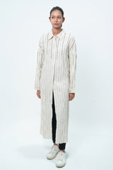 فستان قميص طويل مزين برباط خلفي