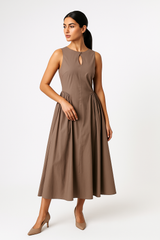 Sleeveless Midi Dress with Keyhole Detail