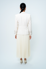 Pleated Maxi Dress with Embellished Blazer-Style Jacket