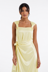 Satin Wrap-Effect Dress with Side Tie