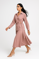 Wrap-Style Blouse with Buckle Detail