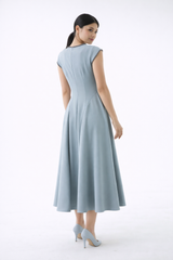 The Elara Embellished Trim Midi Dress - Montania Shop