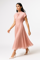 Gathered Neck Midi Dress