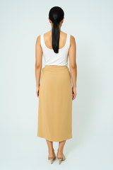 Draped Wrap-Style Midi Skirt
