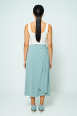 Draped Wrap-Style Midi Skirt