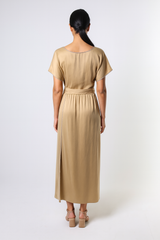 Semi-Wrap Embellished Waist-Tie Maxi Skirt