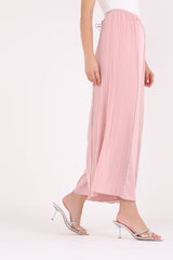 Pleated Wide-Leg Pants with Crystal Side Trim - Montania Shop