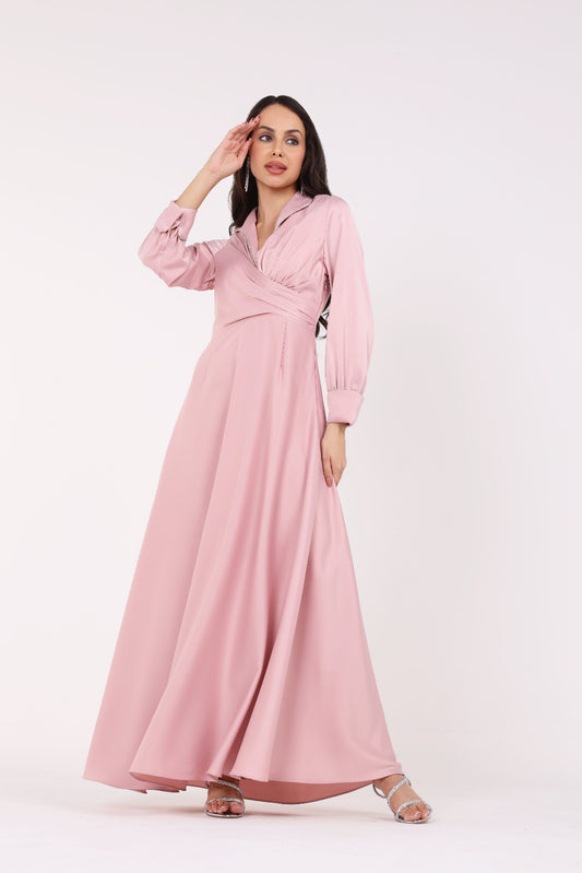 Flowy V-Neck Maxi Dress with Elegant Details