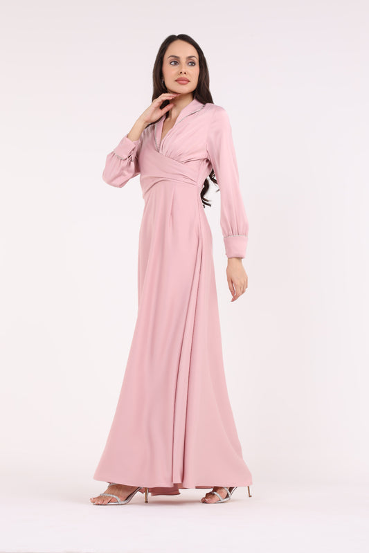 Flowy V-Neck Maxi Dress with Elegant Details